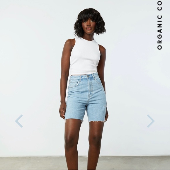Oak & Fort Long Denim Shorts - Picture 1 of 4